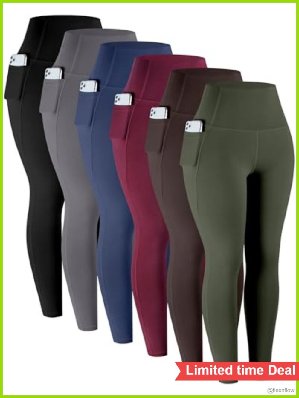 High Waisted Tummy Control Leggings with Pockets 6 Pack